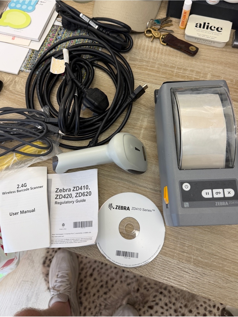 Zebra Gray Thermal Label Printer with Gray Barcode Scanner - Zebra